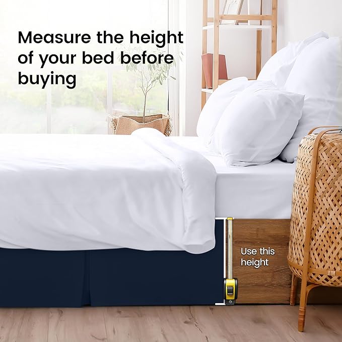 Utopia Bedding King Bed Skirt - Soft Quadruple Pleated Ruffle - Easy Fit with 16 Inch Tailored Drop - Hotel Quality, Shrinkage and Fade Resistant (King, Navy)