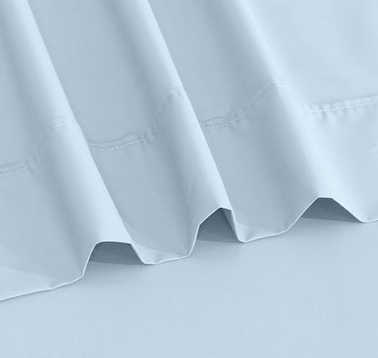 RUVANTI 100% Cotton Sheets – Split King Size Percale Bedding, Cooling & Breathable, Durable with a Crisp, Soft & Comfortable Feel, 16" Deep Pocket, 5-Piece Set, Baby Blue