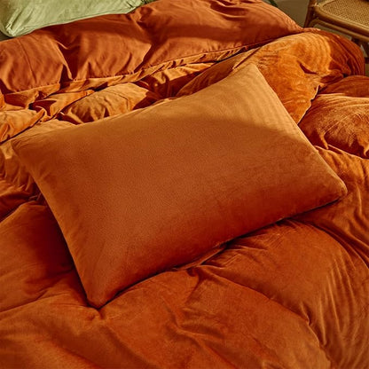 Houseri Burnt Orange Comforter Full Size Velvet, 3 Piece Rust Fluffy Sherpa Bedding Sets Full Comfy Soft Terracotta Fuzzy Flannel Bed Set Girls Boys Warm Fall Winter Caramel Plush Quilt Blanket Full