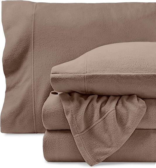 Bare Home Super Soft Fleece Sheet Set - King Size - Extra Plush Polar Fleece, No-Pilling Bed Sheets - All Season Cozy Warmth (King, Taupe)