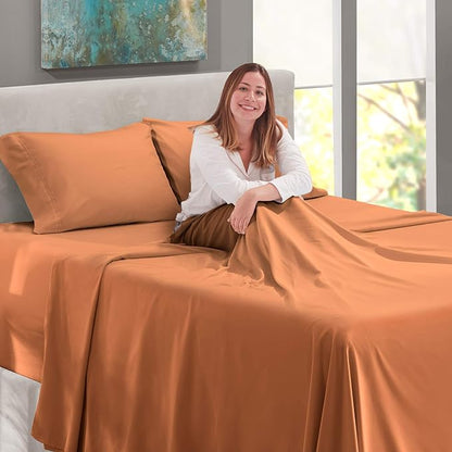 Nestl Twin XL Size Sheet Set, 4 Piece Extra Deep Pocket (18-24 inches), Microfiber, Hotel Luxury, Soft, Breathable, Wrinkle-Free, Easy to Care, Rust