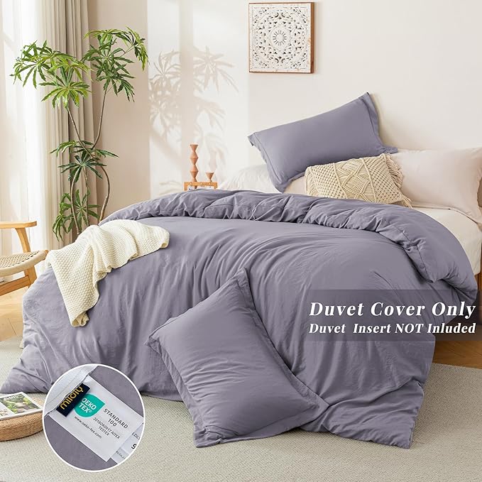 MILDLY Super Soft Duvet Cover 2pcs - 100% Washed Microfiber Comforter Cover Set with Zipper Closure & Corner Ties (No Comforter)