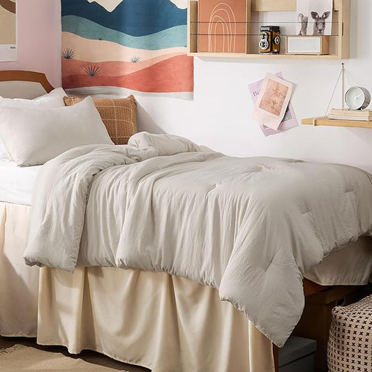 Bedsure Twin/Twin XL Comforter Set, Beige Soft Prewashed Bedding for All Seasons, 2 Pieces GentleSoft™ Bed Set, 1 Lightweight Comforter (68"x88") and 1 Pillowcase (20"x26")