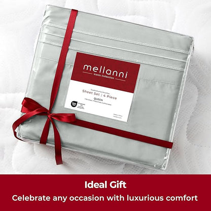 Mellanni Extra Deep King Sheets - 4 PC Iconic Collection Bedding - Hotel Luxury, Ultra Soft, Cooling Bed Sheets - Wrinkle, Fade, Stain Resistant (King, Spa Mint)