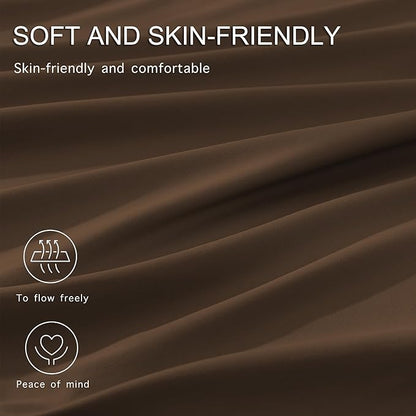 Monbix Full Comforter Set - 7 Pieces Chocolate Brown Bed in a Bag Full Size Bedding Sets with Comforters, All Seasons Comforter with Sheets, Pillowcases & Shams