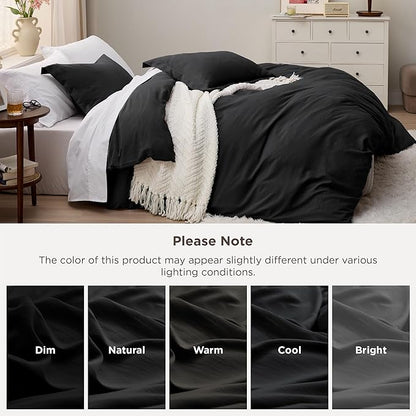 Bedsure Black Oversized King Duvet Cover - 3 Pieces Prewashed Cotton-Like Polyester Extra Soft Bedding Set, Includes 1 Duvet Cover 120x98 Inches with Zipper Closure & 2 Pillow Shams, No Comforter