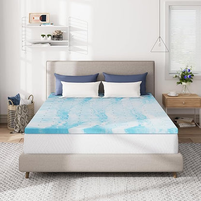 CH Charme House Mattress Topper 3 Inch Queen Size, Gel Infused Memory Foam Bed Topper for Back Pain Relief, Cooling Mattress Pad, CertiPUR-US Certified, 80×60"
