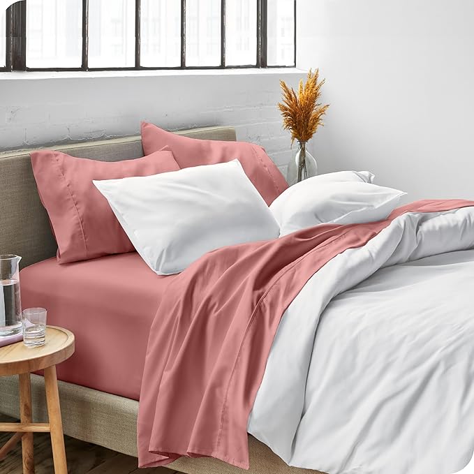 Bare Home Full XL Sheet Set - 1800 Ultra-Soft Microfiber Full Extra Long Bed Sheets - Double Brushed - Deep Pockets - Easy Fit - 4 Piece Set - Bedding Sheets & Pillowcases (Full XL, Dusty Rose)