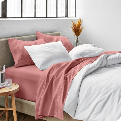 Bare Home Full XL Sheet Set - 1800 Ultra-Soft Microfiber Full Extra Long Bed Sheets - Double Brushed - Deep Pockets - Easy Fit - 4 Piece Set - Bedding Sheets & Pillowcases (Full XL, Dusty Rose)