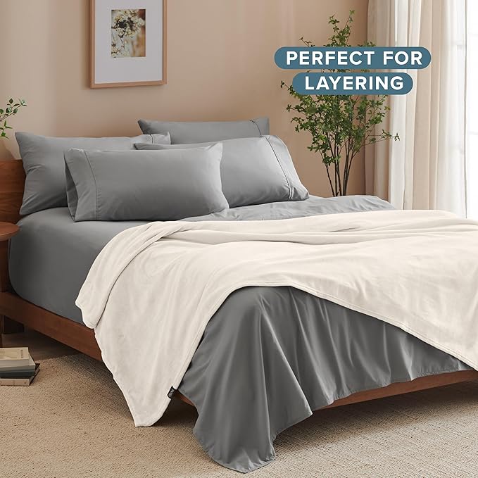 Bare Home Fleece Blanket - King Size - Ultra-Soft Lightweight for Bed, Sofa, and Couch - Luxury Microplush - Cozy Warm Blanket (King, Vanilla)