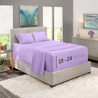 Nestl Sheets - Twin Size, Soft Premium Microfiber, Extra Deep Pocket, 3 Piece, Lavender