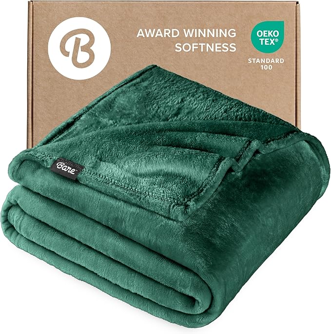 Bare Home Fleece Blanket - Full/Queen - Ultra-Soft Lightweight for Bed, Sofa, and Couch - Luxury Microplush - Cozy Warm Blanket (Full/Queen, Forest Green)