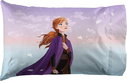 Jay Franco Disney Frozen Sisters 1 Single Reversible Pillowcase Features Elsa & Anna - Double-Sided Kids Super Soft Bedding