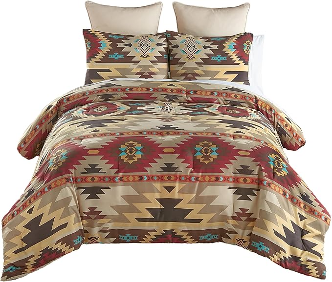 Donna Sharp Sand Dune Comforter Bedding Set - 3-Piece Queen Size Reversible Comforter Set - Includes 1 Plush Comforter and 2 Pillowcases - Machine Washable