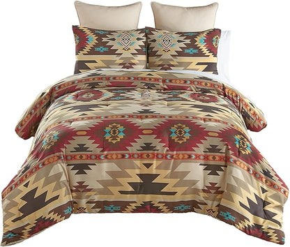 Donna Sharp Sand Dune Comforter Bedding Set - 3-Piece Queen Size Reversible Comforter Set - Includes 1 Plush Comforter and 2 Pillowcases - Machine Washable