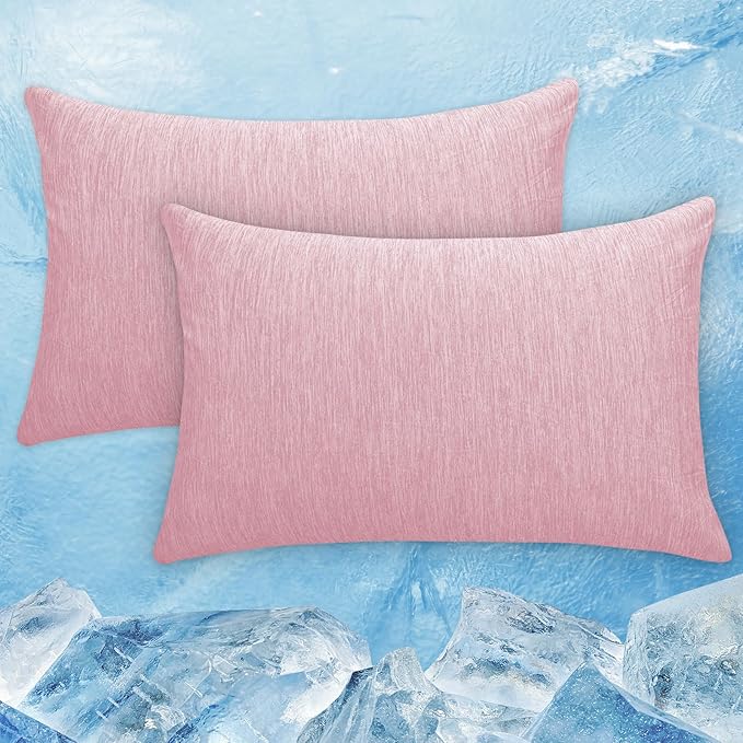 CHOSHOME Cooling Pillow Cases Zipper Pillow Covers Q-Max > 0.45 Zippered Pillowcases for Hot Sleepers, Soft, Breathable, Skin-Friendly, 2 Pack (Standard, 20"x26", Pink)