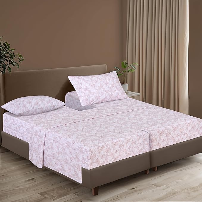 ZOYER 100% Cotton Sheets – Split King Size Percale Bedding, Cooling & Breathable, Durable with a Crisp, Soft & Comfortable Feel, 16" Deep Pocket, 5-Piece Set, Negative Print