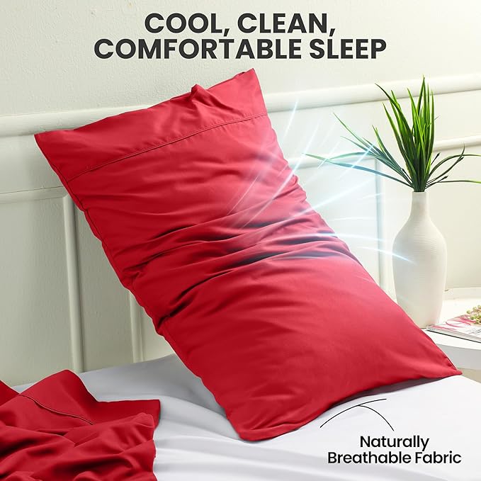 Utopia Bedding King Pillow Cases - 2 Pack - Envelope Closure - Soft Brushed Microfiber Fabric - Shrinkage and Fade Resistant Pillow Covers King Size 20 X 40 Inches (King, Red)