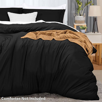 Utopia Bedding Duvet Cover King Size - 3 Piece with Zipper Closure - 1 Comforter Cover 104X90 Inches & 2 Pillow Shams 20X36 Inches (Black) Comforter Not Included