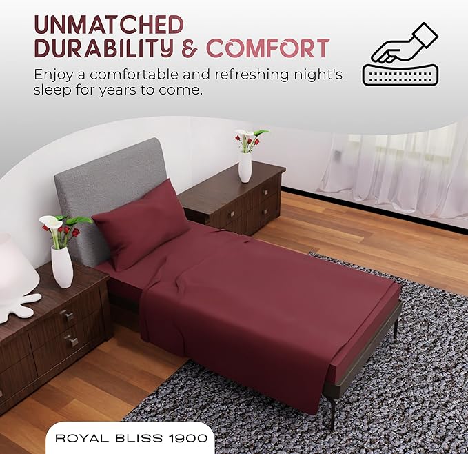 Twin XL Sheets Set - 3 Piece Bedding - Wrinkle Free, Fade Resistant, Double Brushed Microfiber - Deep Pockets/Easy Fit - 1800 Series Ultrasoft, Cooling Sheets (Burgundy)