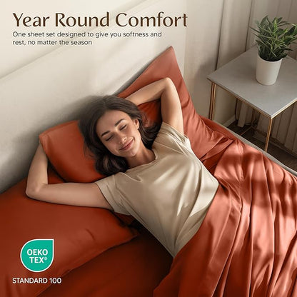 Utopia Bedding Full Size Sheet Set – 4 Piece Bed Sheets, Soft and Breathable Microfiber, Includes 1 Fitted Sheet, 1 Flat Sheet and 2 Pillowcases – OekoTex (Orange)