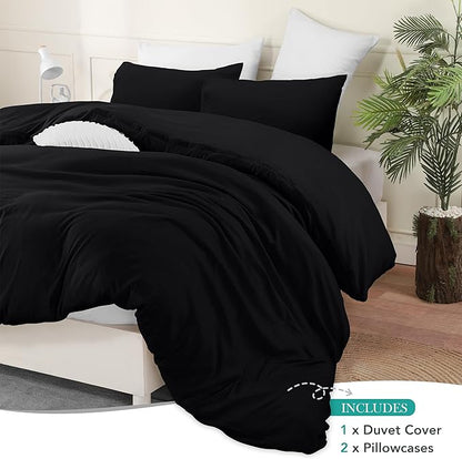 Utopia Bedding Duvet Cover Set with Pillowcases - 3 Pieces Bedding Duvet Cover with Zipper Closure - 1 Duvet Cover with 2 Pillowcases - Soft Brushed Microfiber (Queen, Black)