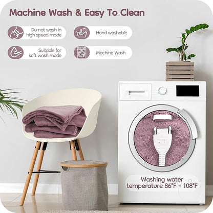 Electric Heated Blanket Queen Size 84"x90", with Dual Control Breathable & Luxurious Flannel, with 4 Heating Levels & 10 Hours Auto-Off, Fast Heating, Machine Washable, for Bedding -Purple