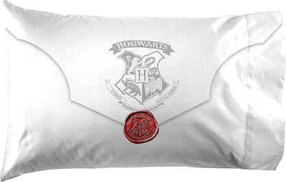 Jay Franco Harry Potter Lettered 1 Pack Pillowcase - Double-Sided Kids Super Soft Bedding - Features Hogwarts Invitation Sealed Envelope (Official Harry Potter Product)
