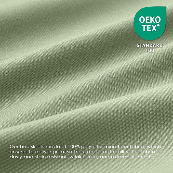 FreshCulture Elastic Bed Skirt - Full Size, 18-Inch Drop, Hotel Quality Dust Ruffle (Sage Green)