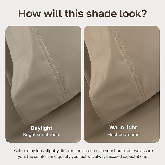 California Design Den - Luxury Full Size Sheet Set - 100% Cotton, 600 Thread Count Deep Pocket Full Size Bed Sheets, Sateen Weave (Cool Taupe)