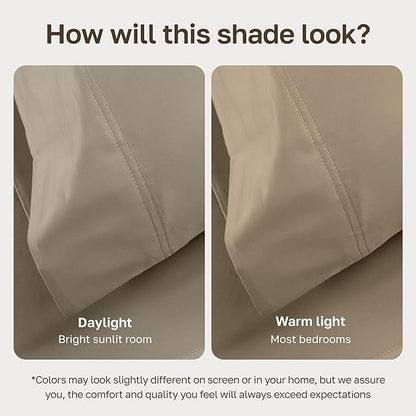 California Design Den - Luxury Full Size Sheet Set - 100% Cotton, 600 Thread Count Deep Pocket Full Size Bed Sheets, Sateen Weave (Cool Taupe)