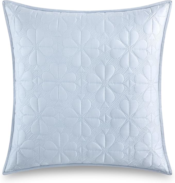 kate spade new york Spade Floral Euro Sham, 26" x 26" Spring Pillow Cover, Single 100% Cotton Sateen Cover, Machine Washable, Halogen Blue