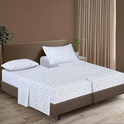 ZOYER 100% Cotton Sheets – Split King Size Percale Bedding, Cooling & Breathable, Durable with a Crisp, Soft & Comfortable Feel, 16" Deep Pocket, 5-Piece Set, La Laa Flower