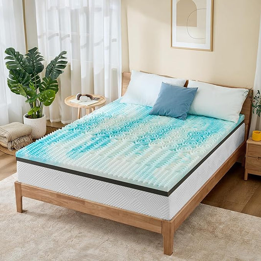 Firm Mattress Topper Queen Size 3 Inch, Pain Relieving Foam Bed Topper for Extra Support, 5-Zone Memory Foam&High-Density Foam Mattress Pad, CertiPUR-US Certified