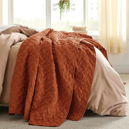 Bedsure Quilts King Size - Lightweight Bedspreads King Size with Basket Weave Pattern, Soft Quilt Bedding Set, Red Orange Comforter Set Coverlet for All Seasons with 2 Pillow Shams (106" x 96") | Skin-Friendly Soft, All-Season Comfort, Breathable, Ligh...