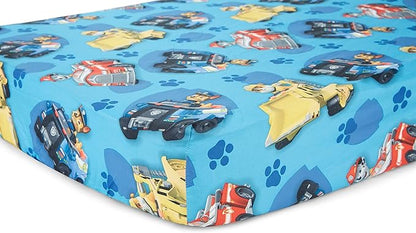 Paw Patrol Calling All Pups 4 Piece Toddler Bedding Set – Includes Comforter, Sheet Set – Fitted + Top Sheet + Reversible Pillowcase for Boys Bed, Blue