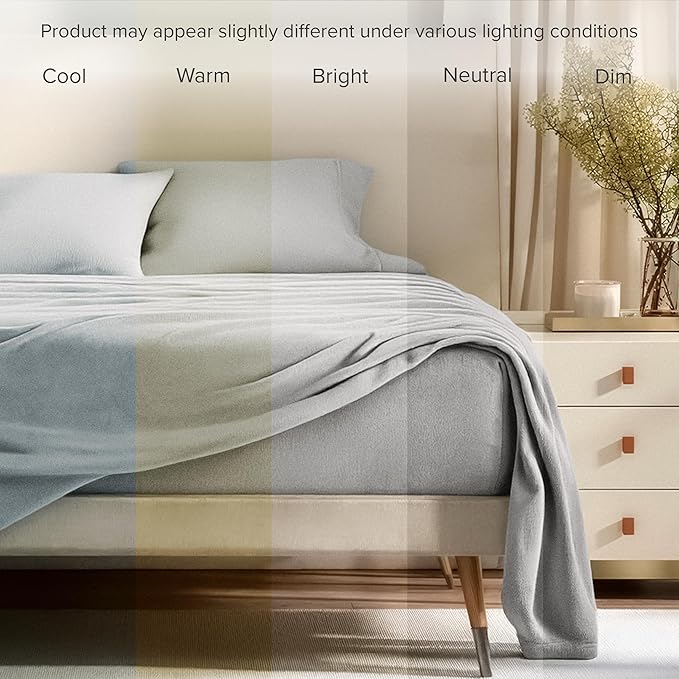 Bare Home Super Soft Fleece Sheet Set - Twin Extra Long Size - Extra Plush Polar Fleece, No-Pilling Bed Sheets - All Season Cozy Warmth (Twin XL, Light Grey)