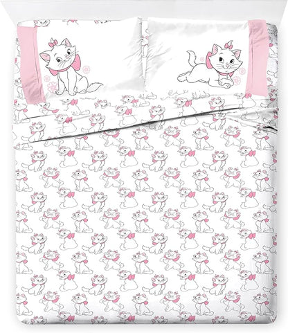 Jay Franco Kids Comforter Set Includes Sheets and Pillow Covers - Soft and Cozy Bed Set for Stylish Room Decor, White - Aristocats, 7 Piece Queen Size Bedding