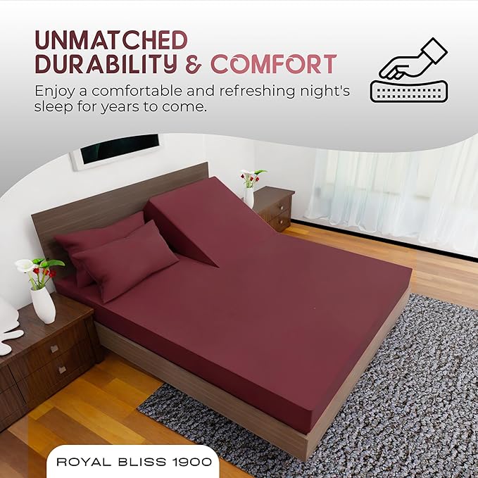 Top Split Flex Head California King Size Sheet Set - Egyptian Quality Ultra-Soft Bed Sheets - Double Brushed - Deep Pockets- Easy Fit - 4 Piece Set- Fade Resistant (Burgundy)