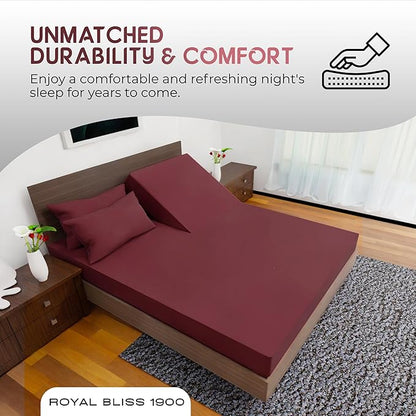 Top Split King Sheets Sets for Adjustable Bed, 4 Pcs Deep Pockets Double Brushed Microfiber Sheets, 34 Inch Split Top Fitted Sheet, 1 King Flat Sheet and 2 Pillowcases - Burgundy