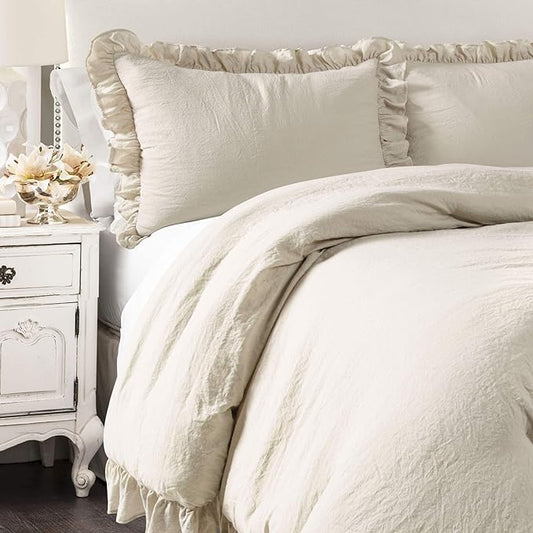 Lush Decor Reyna Ruffle Comforter Set, Full/Queen, Wheat, 3 Piece Cozy Bedding Set