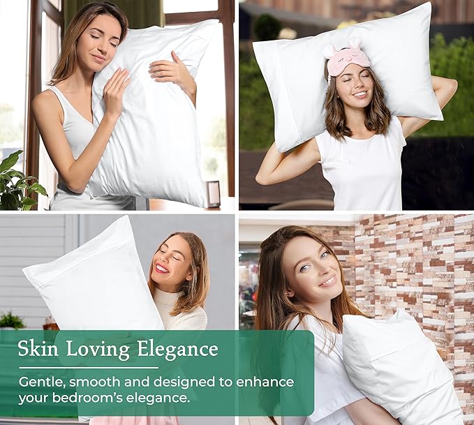 Royale Linens Standard Pillowcase Set of 2 - Bed Pillow Cover - 20"x26" - White Pillowcases - 1800 Brushed Microfiber, Wrinkle & Fade Resistant - Soft & Cozy- Standard Size Pillow Case (STD, White)