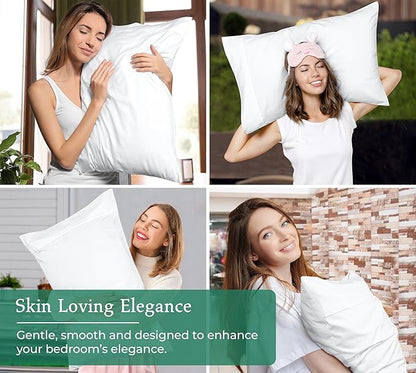 Royale Linens Queen Pillowcase Set of 2 - Bed Pillow Cover - 20" x 30" - White Pillowcases - 1800 Brushed Microfiber, Wrinkle & Fade Resistant - Soft & Cozy- Queen Size Pillow Case (White)