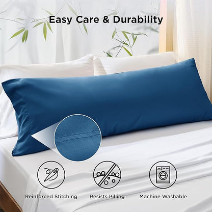 Bedsure Body Pillow Cover - Teal Long Cooling Pillow Cases, PureWoven 100% Rayon Derived from Bamboo, Cool Body Pillowcase with Envelope Closure for Women, Men, 1 Pack, 20x54 Inches