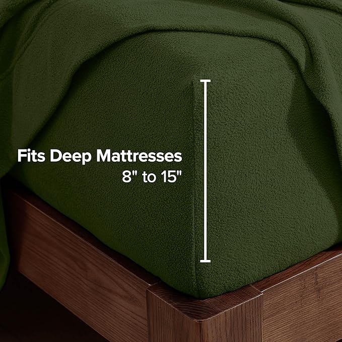 Bare Home Super Soft Fleece Sheet Set - Full Size - Extra Plush Polar Fleece, No-Pilling Bed Sheets - All Season Cozy Warmth (Full, Cypress)