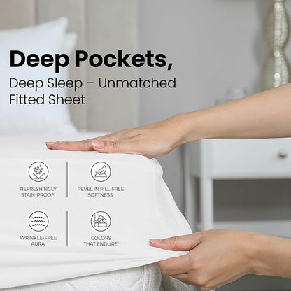 Utopia Bedding King Fitted Sheet - Bottom Sheet - Deep Pocket - Comfy Microfiber - Easy Care -1 Fitted Sheet Only (White)