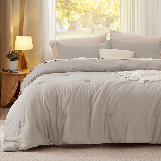 Bedsure Twin/Twin XL Comforter Set, Linen Soft Prewashed Bedding for All Seasons, 2 Pieces GentleSoft™ Bed Set, 1 Lightweight Comforter (68"x88") and 1 Pillowcase (20"x26")