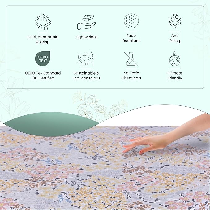 Feather & Stitch Softest 100% Cotton Sheets, 300 Thread Count Percale Weave Bedding, 16" Deep Pocket, Cooling Sheets, Breathable Bed Set, Hotel Premium Quality (King, Victorian Floral)