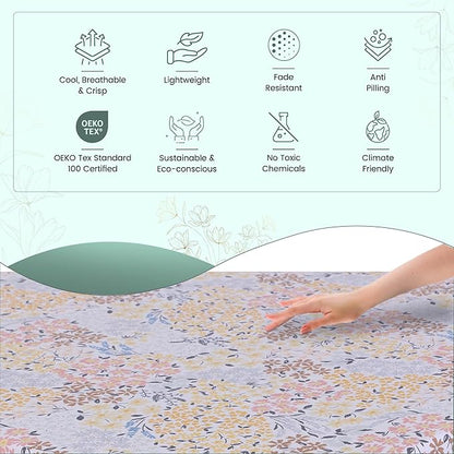 Feather & Stitch Softest 100% Cotton Sheets, 300 Thread Count Percale Weave Bedding, 16" Deep Pocket, Cooling Sheets, Breathable Bed Set, Hotel Premium Quality (Twin, Victorian Floral)