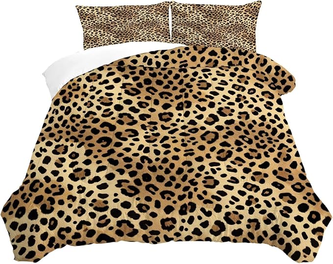 Cheetah Print Comforter Set King Size Leopard Print Bedding for Women Girls Boys Bedroom Animals Quilt Bed Set 1 Comforter 2 Pillowcases